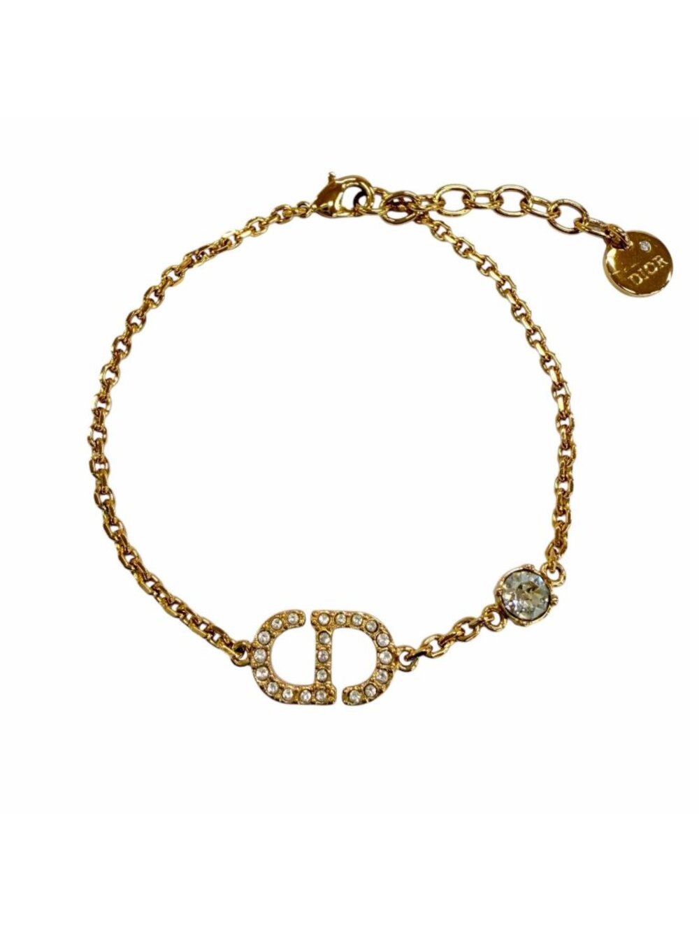 Dior Petit CD Bracelet Metal Crystal Bijou Gold